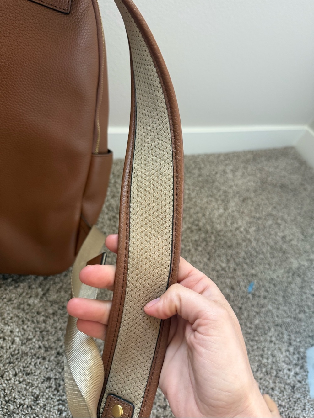 Michael Kors Brown Pebbled Leather Backpack with Gold Logo - Picture 4 of 9